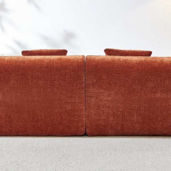 English Elm 111" L Shaped Cloud Sofa Plush Chenille Upholstered High Density Foam Apartment Living Room Orange W1669S00054