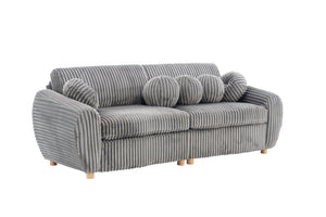 English Elm Modern Corduroy Sofa Couch - 84" Stylish Grey Sectional Love Seat For Apartment & Home Office Comfort W2363S00077