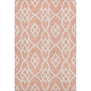 HomeRoots 5' X 8' Salmon & Ivory Trellis Area Rug - Soft, Durable, Stain-Resistant, UV-Protected for Modern Homes 670305