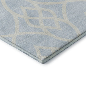 HomeRoots 8' Sky Blue and Ivory Trellis Washable Round Rug with UV Protection - Perfect for Busy Homes! 670312