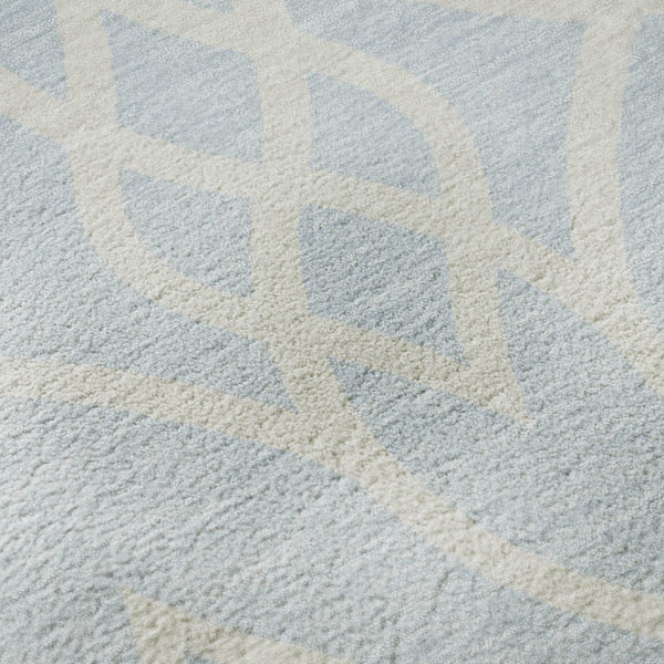HomeRoots 8' Sky Blue and Ivory Trellis Washable Round Rug with UV Protection - Perfect for Busy Homes! 670312