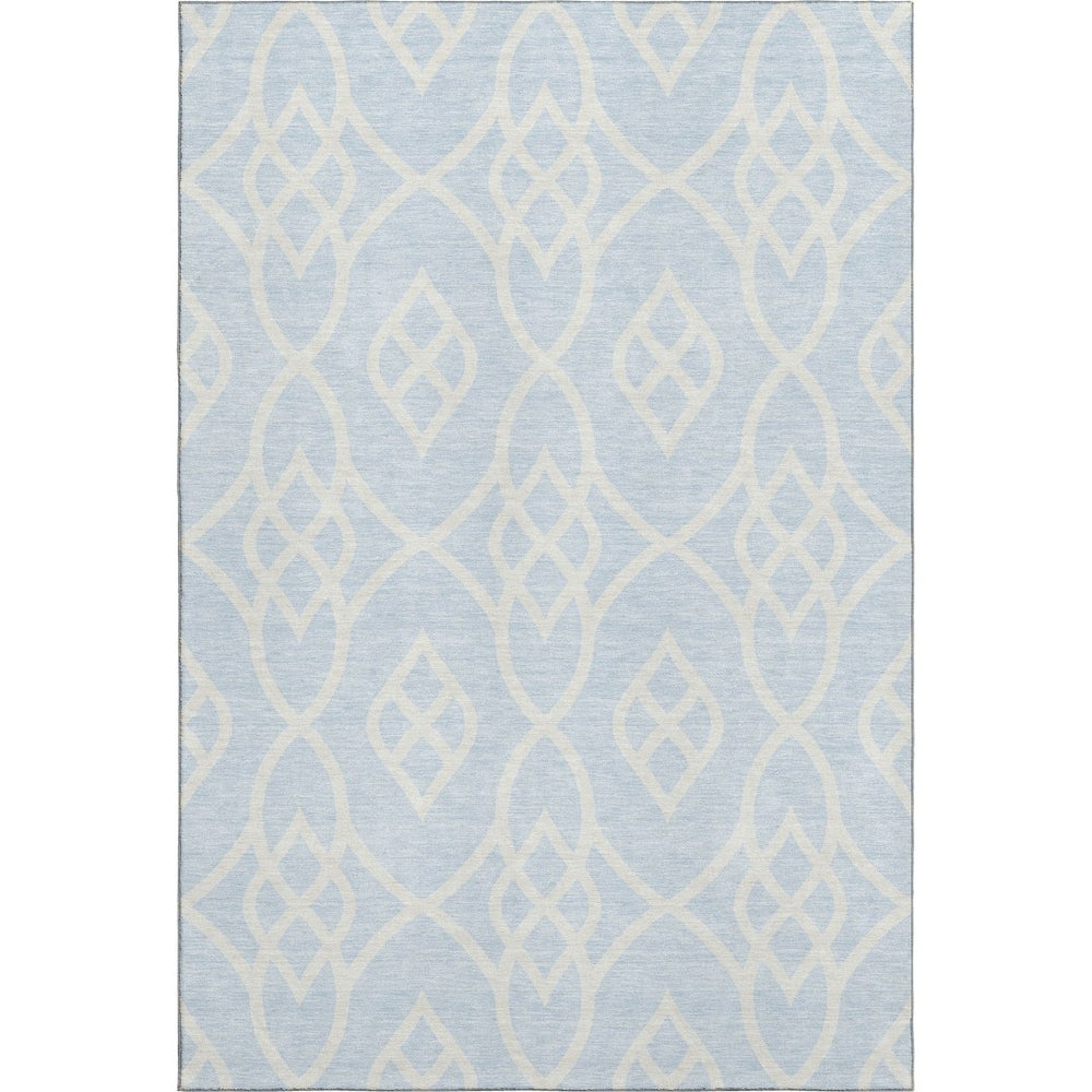 HomeRoots 10' Sky Blue & Ivory Trellis Area Rug – Washable, UV Protected, Durable for Homes with Kids & Pets! 670315