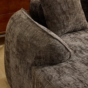 English Elm Beige Chenille L-shaped Sectional Sofa with Chaise Deep Seating and Curved Armrests Brown W3612S00032