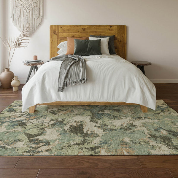 HomeRoots 10' Transitional Floral Area Rug in Beige, Gray & Blue - Washable, UV Protected for High Traffic Areas 670327