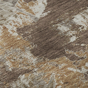 HomeRoots 8' Brown Taupe and Beige Floral Round Rug - Washable, UV Protected, Durable for Homes with Kids & Pets 670336
