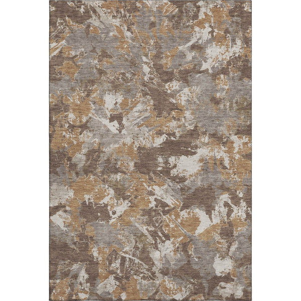HomeRoots 10' Brown Taupe Beige Floral Washable Area Rug - Durable, Stain-Resistant, UV-Protected Charm for Homes 670339