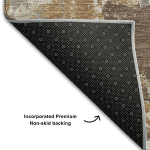 HomeRoots 10' Brown Taupe Beige Floral Washable Area Rug - Durable, Stain-Resistant, UV-Protected Charm for Homes 670339