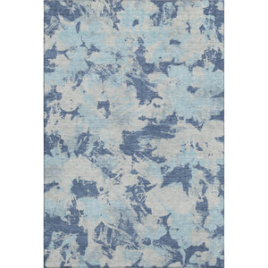 HomeRoots 10' X 14' Navy Blue Floral Area Rug - Washable, UV Protected, Stain Resistant for Family Spaces 670351