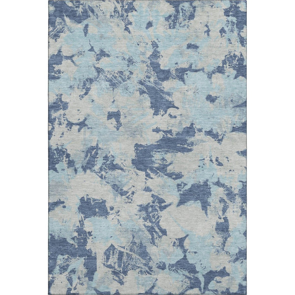 HomeRoots 10' X 14' Navy Blue Floral Area Rug - Washable, UV Protected, Stain Resistant for Family Spaces 670351