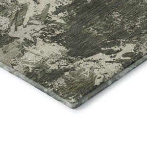 HomeRoots 5' X 8' Olive Green Floral Area Rug - Washable, UV Protected, Durable, Perfect for Homes with Kids & Pets 670353