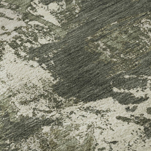 HomeRoots 8' Elegant Olive Green Floral Round Rug - Washable, UV Protected, Stain Resistant for Indoor/Outdoor Use 670354