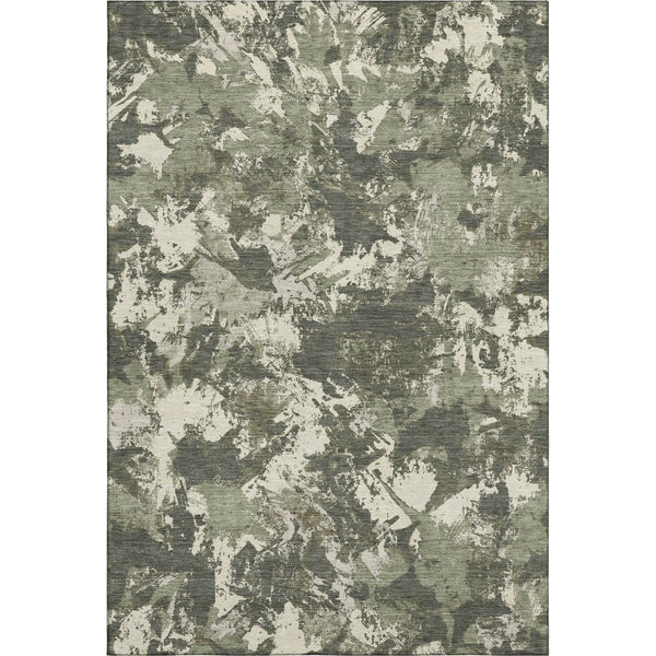 HomeRoots 9' X 12' Floral Olive Green Beige Ivory Area Rug - Durable, Washable, UV-Resistant for High-Traffic Areas 670356