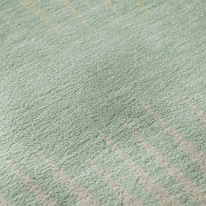 HomeRoots 8' Washable Round Rug in Artichoke Green, Beige & Brown Stripes - UV Protected, Durable & Stylish! 670360