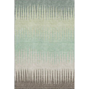 HomeRoots 9' X 12' Striped Artichoke Green Area Rug – Washable, UV-Protected, Durable Design for Any Room 670362