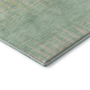 HomeRoots 10' Washable Artichoke Green Striped Area Rug - Stylish, Durable, Stain-Resistant with UV Protection 670363
