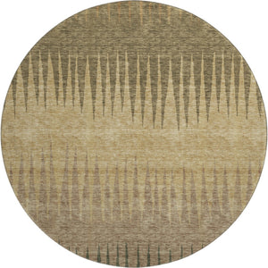 HomeRoots 8' Striped Washable Round Rug in Brown, Gold & Taupe - Durable, UV-Protected & Easy-Care Design! 670366