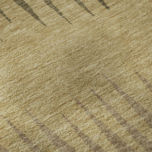 HomeRoots 8' Striped Washable Round Rug in Brown, Gold & Taupe - Durable, UV-Protected & Easy-Care Design! 670366