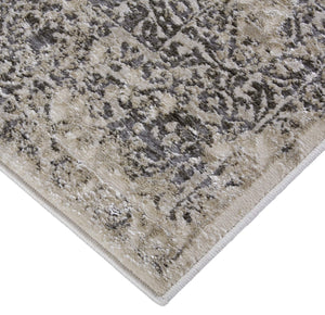 Feizy Rugs Prasad Distressed Medallion Area Rug Power Loomed Geometric Neutral Living Room Accent 6703682FLGY000F00