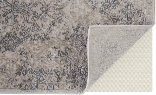 Feizy Rugs Prasad Distressed Medallion Area Rug Power Loomed Geometric Neutral Living Room Accent 6703682FLGY000F00