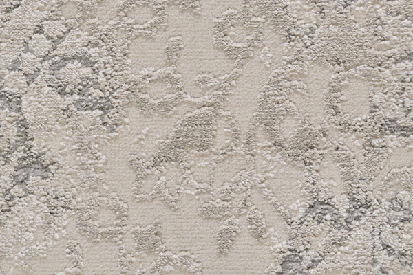Feizy Rugs Prasad Distressed Medallion Area Rug Power Loomed Geometric Neutral Living Room Accent 6703682FLGY000F00