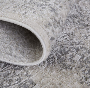 Feizy Rugs Prasad Distressed Medallion Area Rug Power Loomed Geometric Neutral Living Room Accent 6703682FLGY000F00
