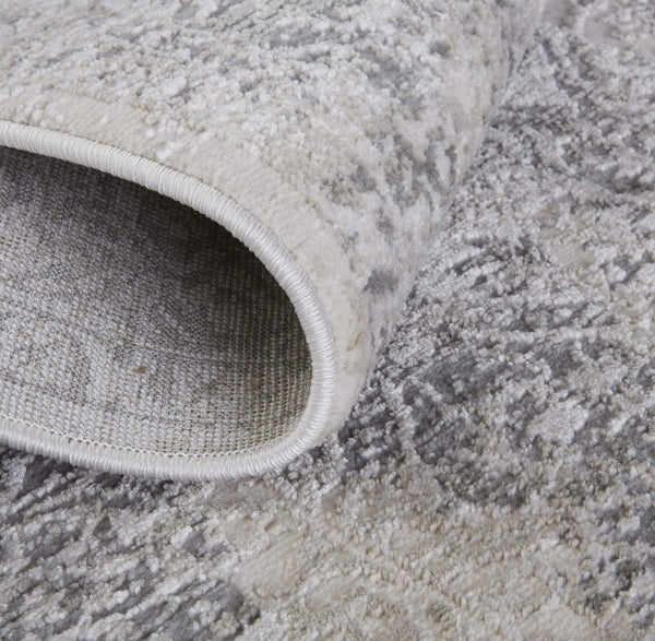 Feizy Rugs Prasad Distressed Medallion Area Rug Power Loomed Geometric Neutral Living Room Accent 6703682FLGY000F00