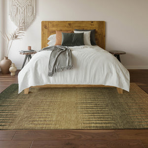 HomeRoots 9' X 12' Striped Area Rug in Brown, Gold & Taupe – Durable, UV-Protected, Washable & Pet-Friendly! 670368