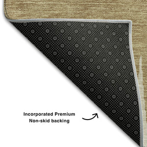 HomeRoots 8' X 10' Charcoal Gold & Gray Striped Washable Area Rug - UV Protected, Stain-Resistant & Stylish! 670373