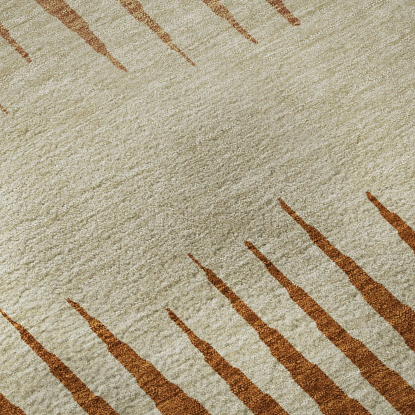 HomeRoots 5' X 8' Copper and Beige Striped Washable Area Rug with UV Protection for Pets and Kids' Spaces 670377
