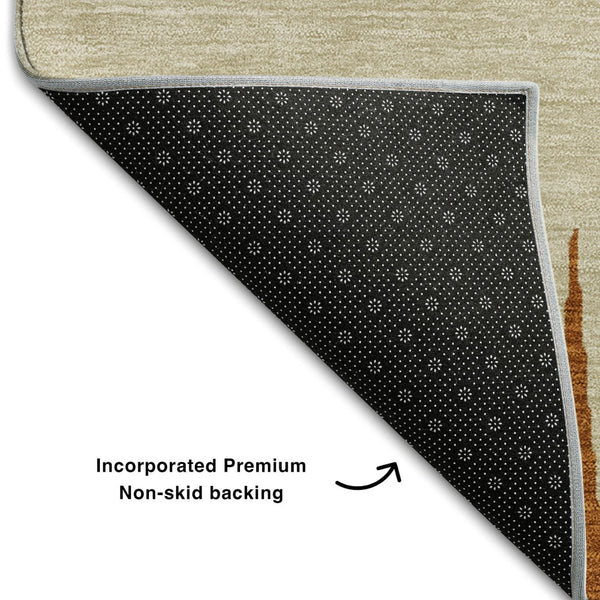 HomeRoots 10' X 14' Copper & Beige Striped Washable Area Rug - Durable, Stain-Resistant, UV Protected Elegance 670381