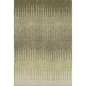HomeRoots 5' X 8' Stylish Green Beige Sage Striped Area Rug with Stain Resistance & UV Protection for Homes 670383
