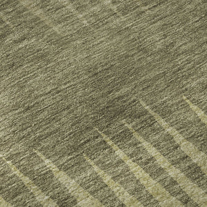 HomeRoots 8' Green Beige Sage Striped Washable Round Rug - Durable, UV Protected, Soft, Easy Care Design 670384