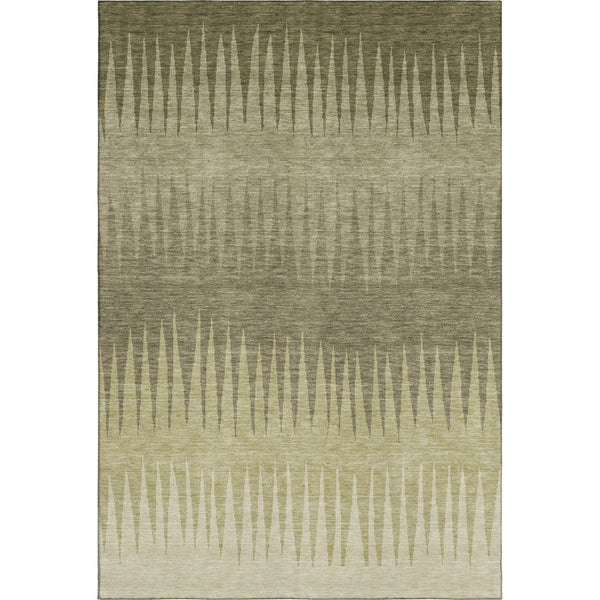 HomeRoots 10' X 14' Stylish Green and Beige Striped Washable Area Rug with UV Protection for Busy Homes 670387