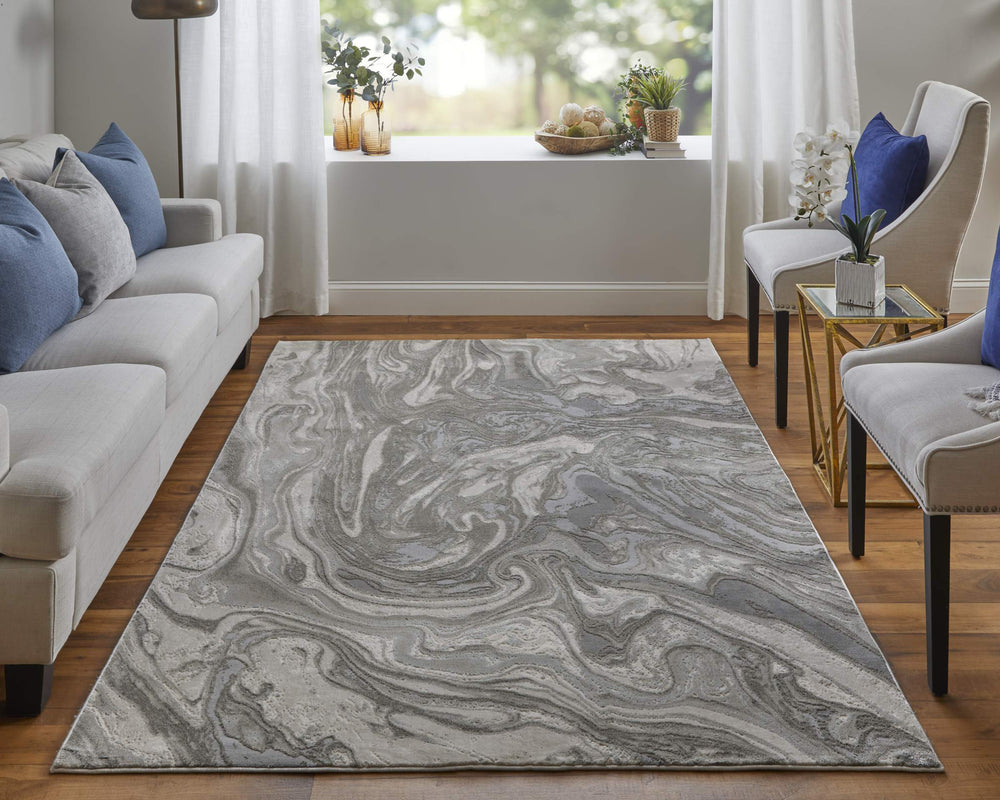Feizy Rugs Prasad Distressed Medallion Area Rug Turkish Polypropylene Living Room Floor Accent 6703894FLGY000F00