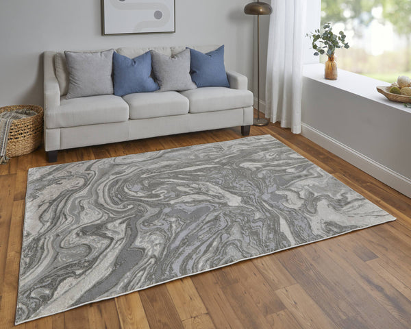 Feizy Rugs Prasad Distressed Medallion Area Rug Turkish Polypropylene Living Room Floor Accent 6703894FLGY000F00
