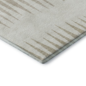 HomeRoots 5' X 8' Ivory and Cream Striped Washable Area Rug – Durable, UV-Protected, Stain-Resistant & Stylish! 670389
