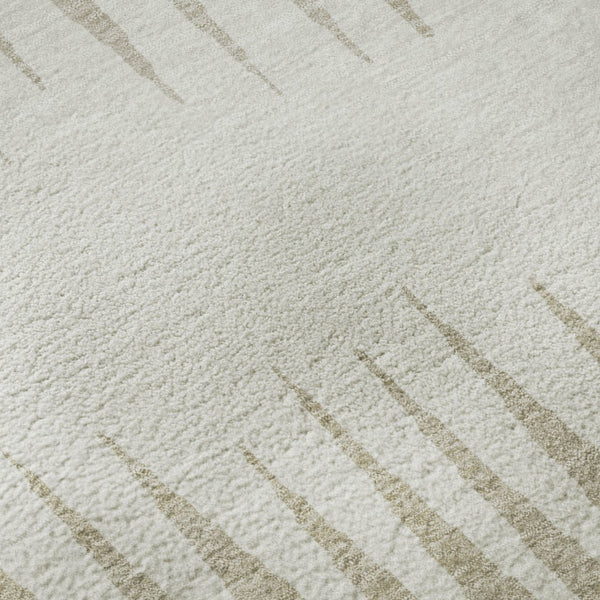 HomeRoots 8' Ivory and Cream Striped Round Rug - Washable, UV-Protected, Durable Design for High-Traffic Areas 670390