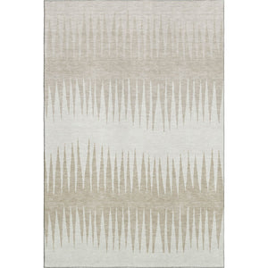 HomeRoots 9' X 12' Ivory Striped Area Rug - Washable, UV Protected, Soft Polyester for Indoor & Outdoor Spaces 670392