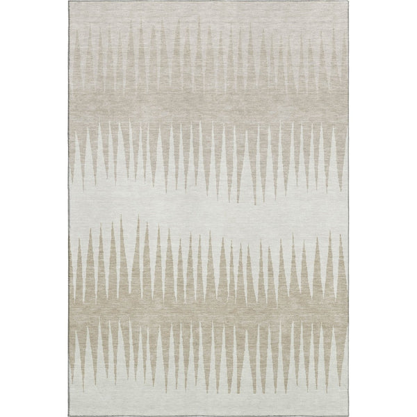 HomeRoots 9' X 12' Ivory Striped Area Rug - Washable, UV Protected, Soft Polyester for Indoor & Outdoor Spaces 670392
