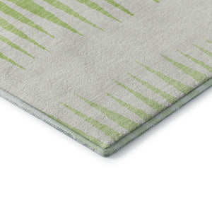 HomeRoots 5' X 8' Vibrant Lime Green & Ivory Striped Area Rug – Durable, Washable, UV-Protected for Style! 670395