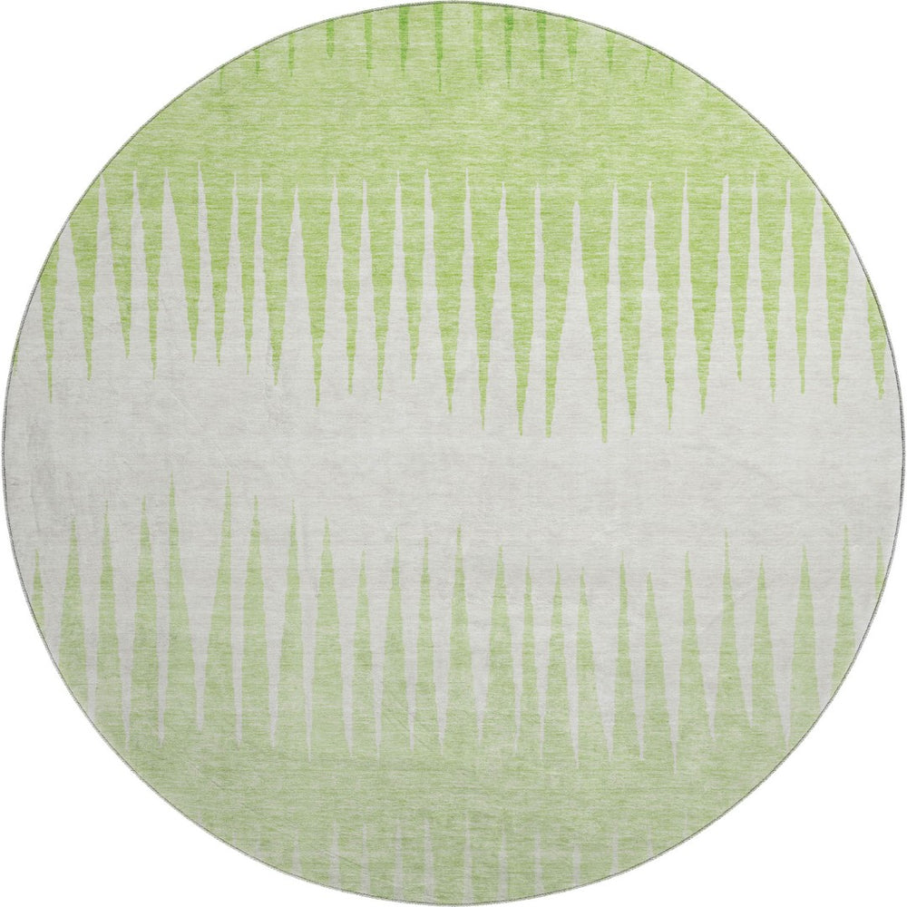 HomeRoots 8' Vibrant Lime Green and Ivory Striped Round Rug - Washable, UV-Protected for Indoor/Outdoor Use 670396
