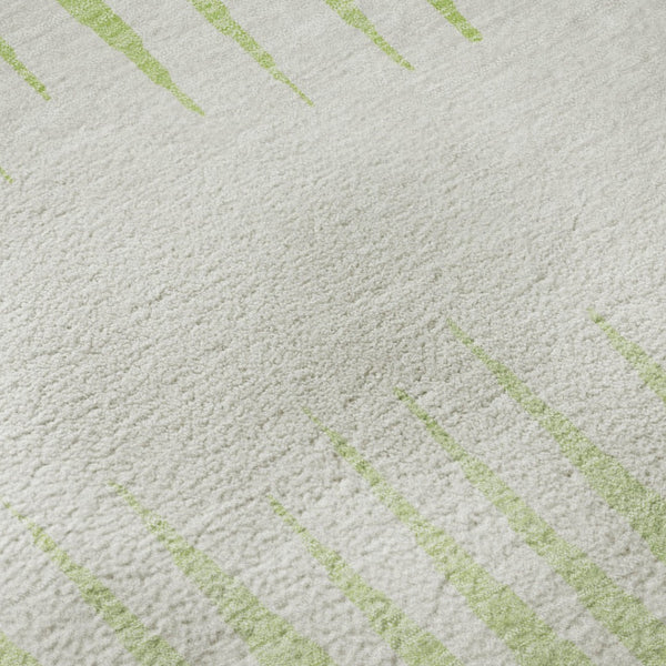 HomeRoots 8' Vibrant Lime Green and Ivory Striped Round Rug - Washable, UV-Protected for Indoor/Outdoor Use 670396