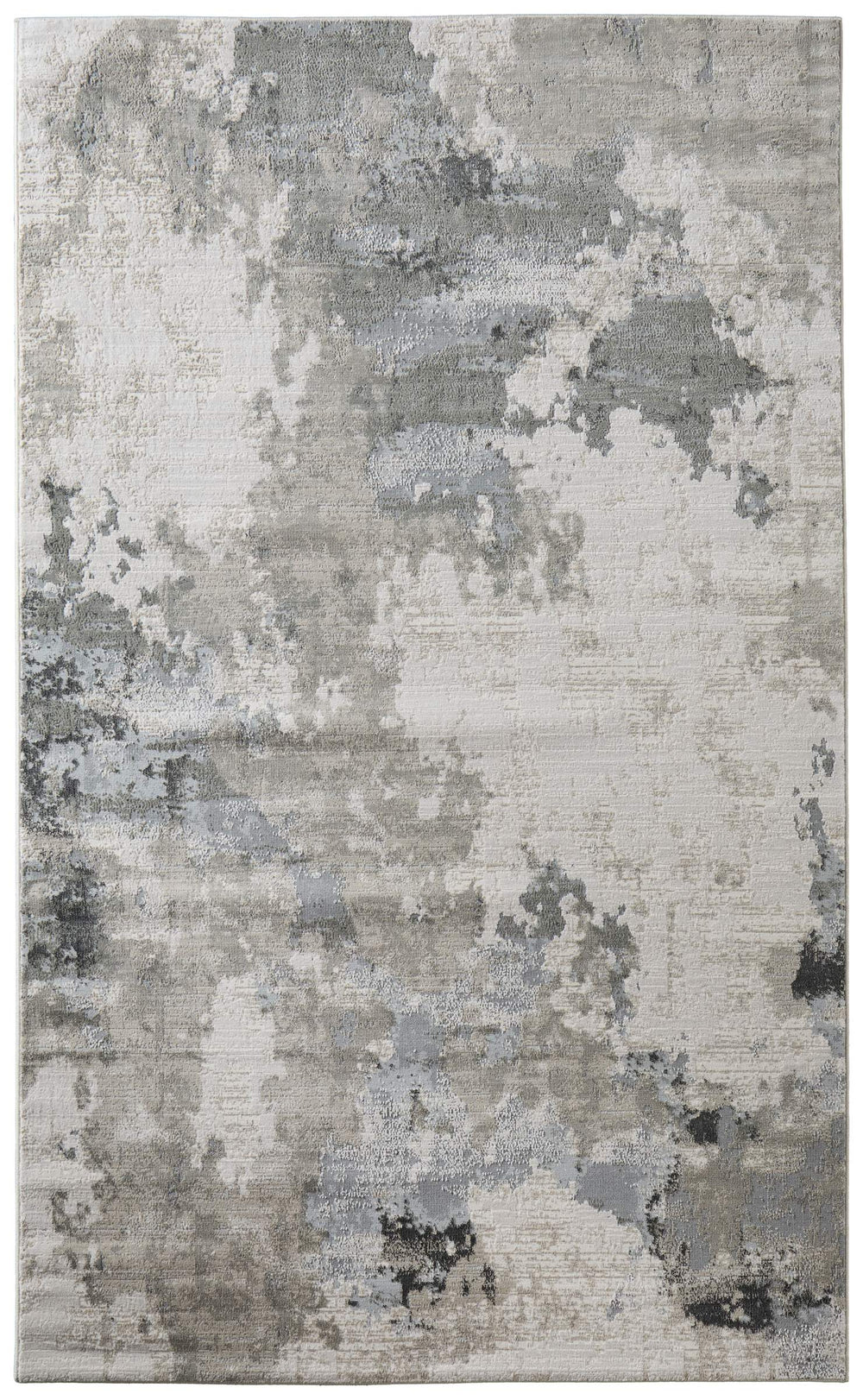 Feizy Rugs Prasad Watercolor Medallion Area Rug Distressed Ivory Gray Polypropylene Living Room 6703970FGRY000F00