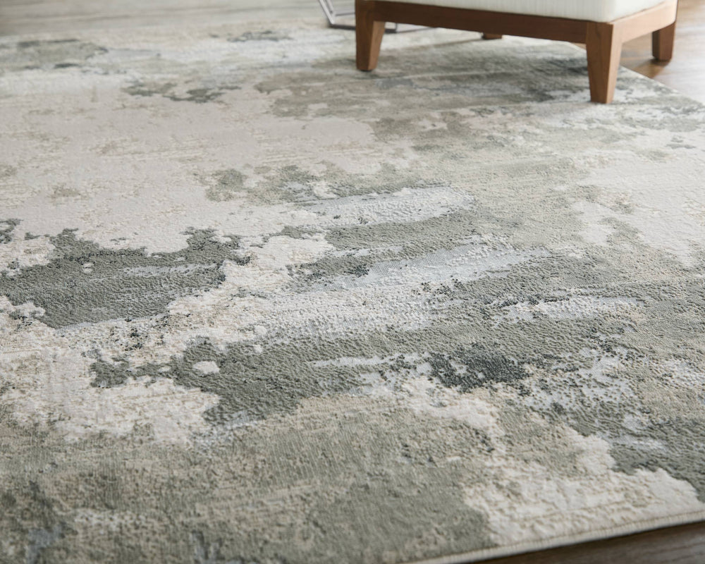 Feizy Rugs Prasad Watercolor Medallion Area Rug Distressed Ivory Gray Polypropylene Living Room 6703970FGRY000F00
