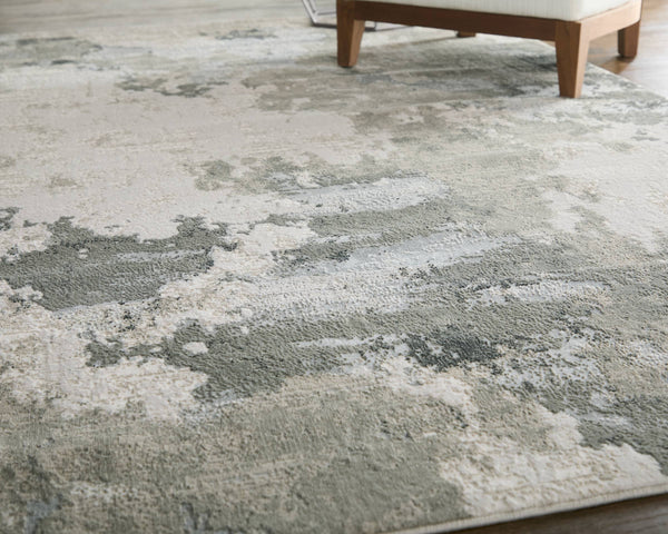 Feizy Rugs Prasad Watercolor Medallion Area Rug Distressed Ivory Gray Polypropylene Living Room 6703970FGRY000F00