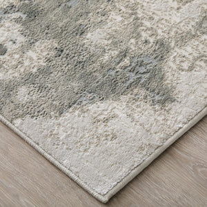 Feizy Rugs Prasad Watercolor Medallion Area Rug Distressed Ivory Gray Polypropylene Living Room 6703970FGRY000F00