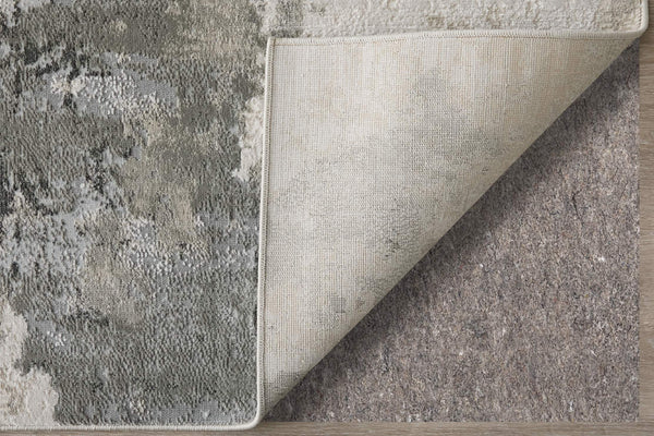 Feizy Rugs Prasad Watercolor Medallion Area Rug Distressed Ivory Gray Polypropylene Living Room 6703970FGRY000F00