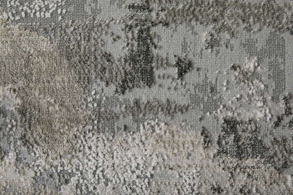 Feizy Rugs Prasad Watercolor Medallion Area Rug Distressed Ivory Gray Polypropylene Living Room 6703970FGRY000F00