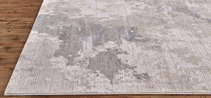 Feizy Rugs Prasad Watercolor Medallion Area Rug Distressed Ivory Gray Polypropylene Living Room 6703970FGRY000F00