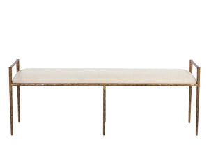 Sunpan Esai Bench - Exquisite Performance Fabric and Antique Brass Frame for Elegant Indoor/Outdoor Style Zenith Alabaster